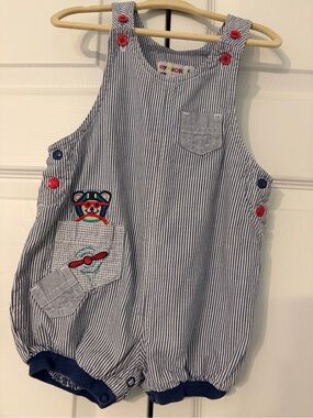 Gymboree Vintage Rainbow Tag Embroidered Striped Romper Size 12-18 Months EUC